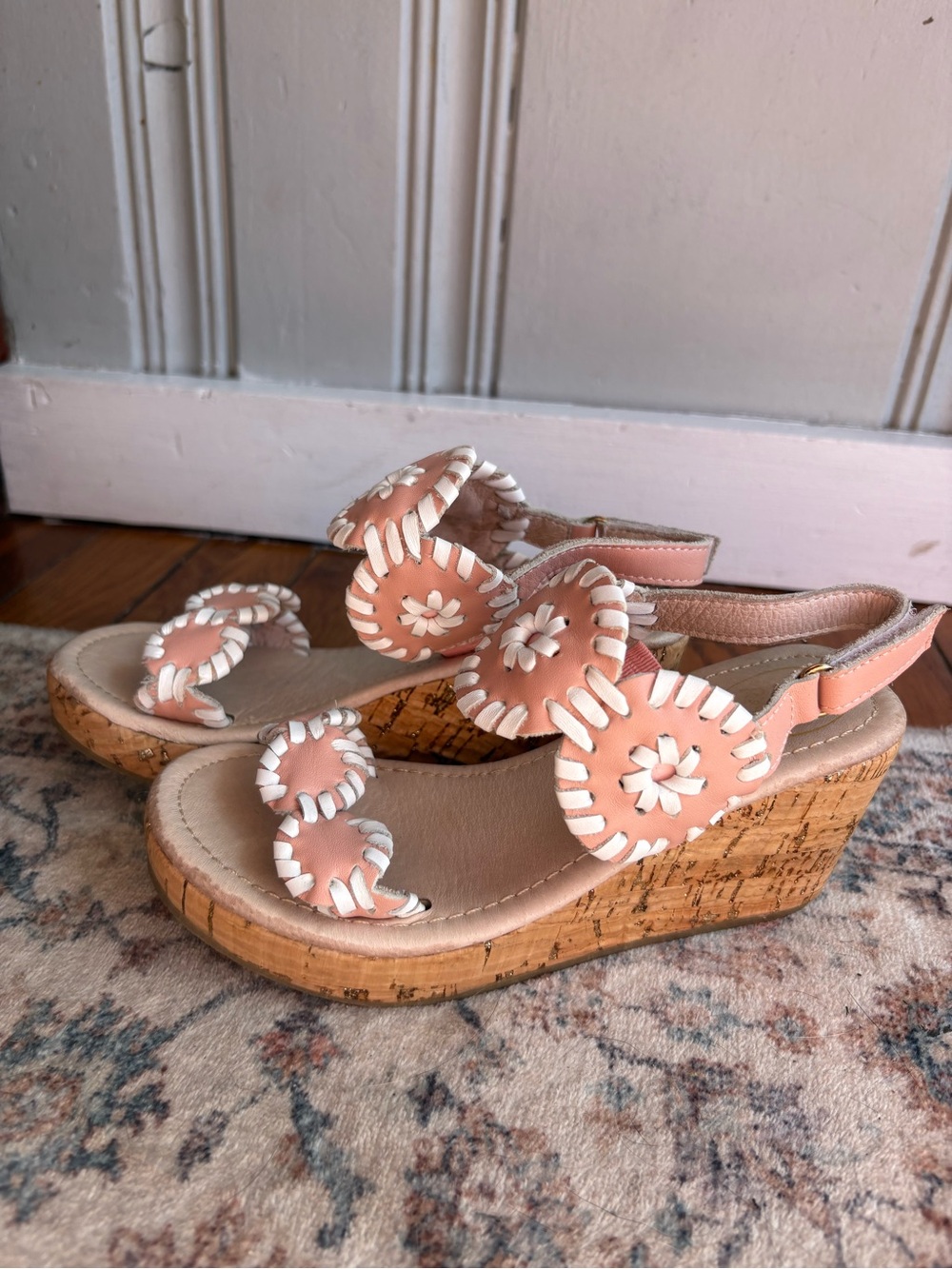 Girls Pink Jack Rogers size 13 Wedges Leather Sandals